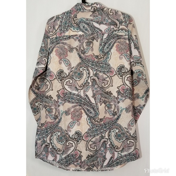 NWOT! Chico's No Iron Long Blouse Paisley Size 0 - Picture 3 of 5
